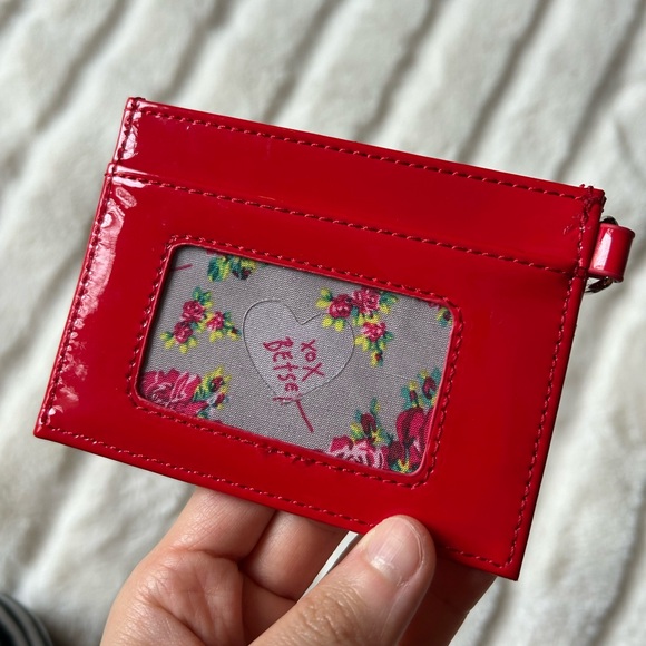 Betsey Johnson Keychain  ID Credit Card Holder Case Red - Picture 6 of 14